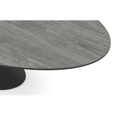Fano tuintafel ovaal in zwart aluminium en volkeramiek aspen grey - L 288 x B 148 x H 75 cm