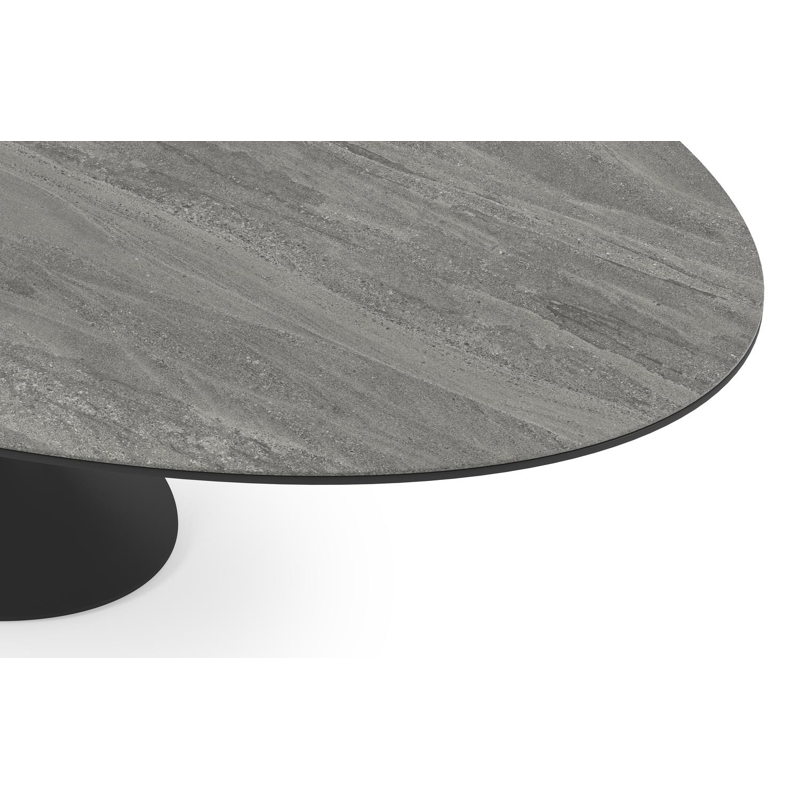 Fano tuintafel ovaal in zwart aluminium en volkeramiek aspen grey - L 288 x B 148 x H 75 cm