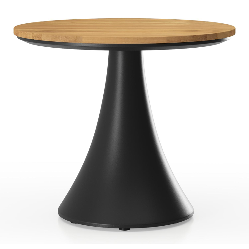 Fano low dining loungetafel in zwart aluminium en teak  - Dia. 65 x H 55 cm