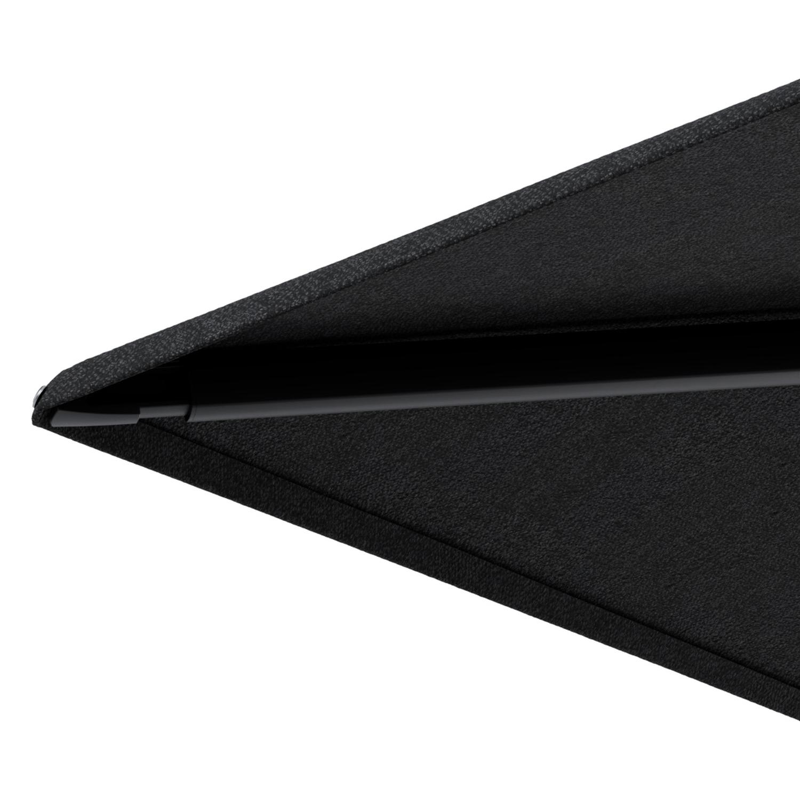 Parasol pendant Minore avec fonction tilt en aluminium noir et toile de parasol All Weather Sunbrella® Luxe Chartres Sooty - Lg.1 400 x Lg.2 300 cm avec pied de parasol Minore 260 kg avec roulettes