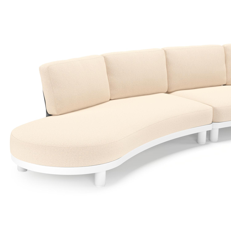 Donato loungehoek in wit aluminium met all weather sunbrella® luxe Heritage Papyrus kussen
