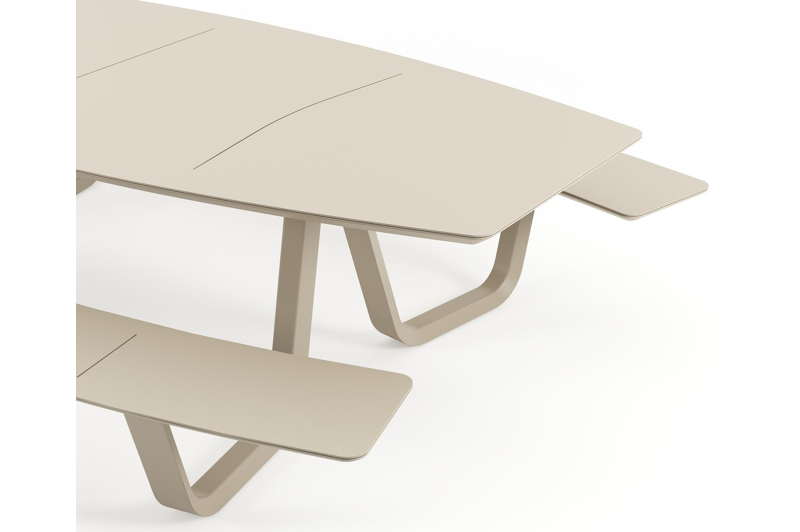Forno picknicktafel bootvorm in beige aluminium - L 280 x B 192 x H 72 cm