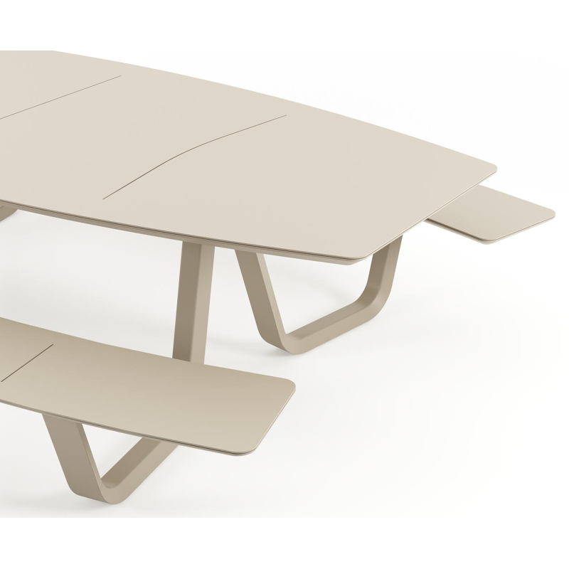 Forno picknicktafel bootvorm in beige aluminium - L 280 x B 192 x H 72 cm