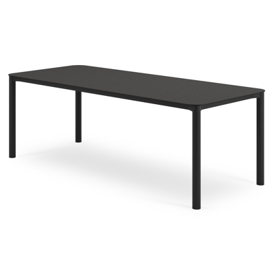 Mira tuintafel rechthoekig afgerond in zwart aluminium en sintered stone Notte minerale - L 220 x B 92 x H 74 cm