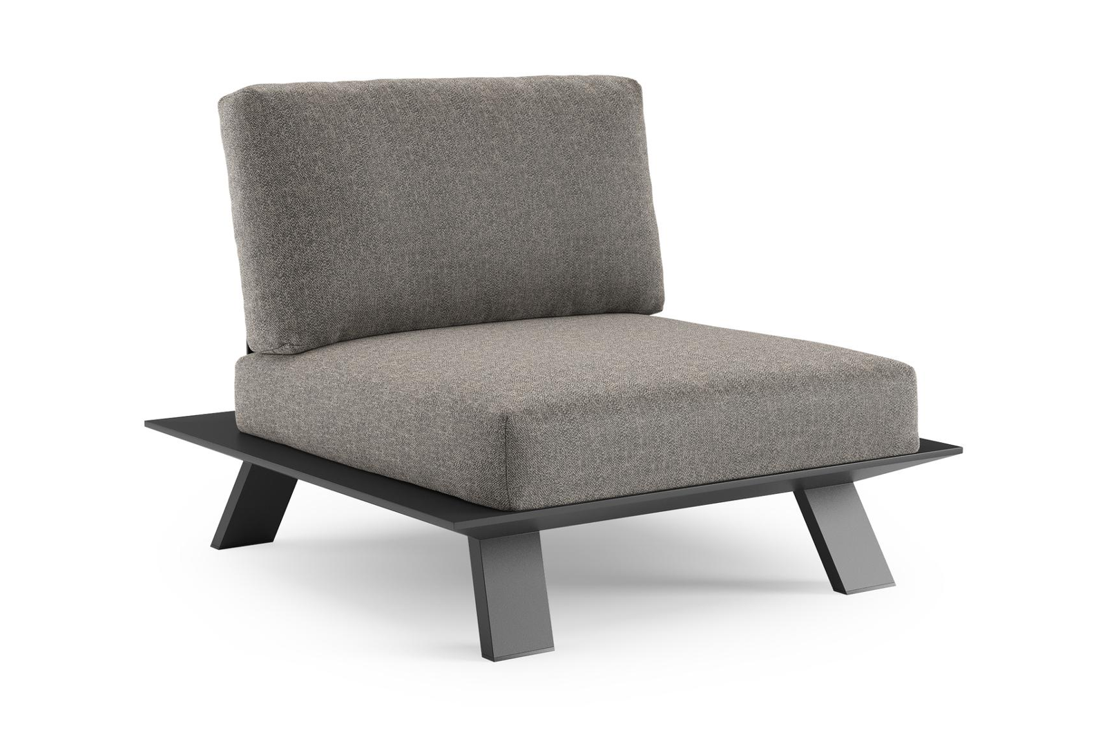 Cesano loungestoel in zwart aluminium met chartres drizzle all weather Sunbrella® luxe kussen