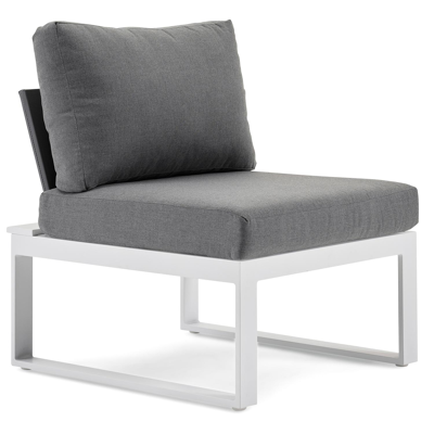 Fauteuil de jardin Merida 1-pl en aluminium blanc avec coussin en polyester gris
