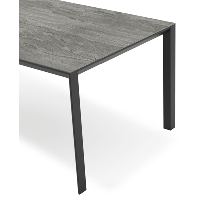 Table de jardin Malito en aluminium noir et céramique pleine aspen grey - Lg 200 x Larg. 100 x H 75 cm