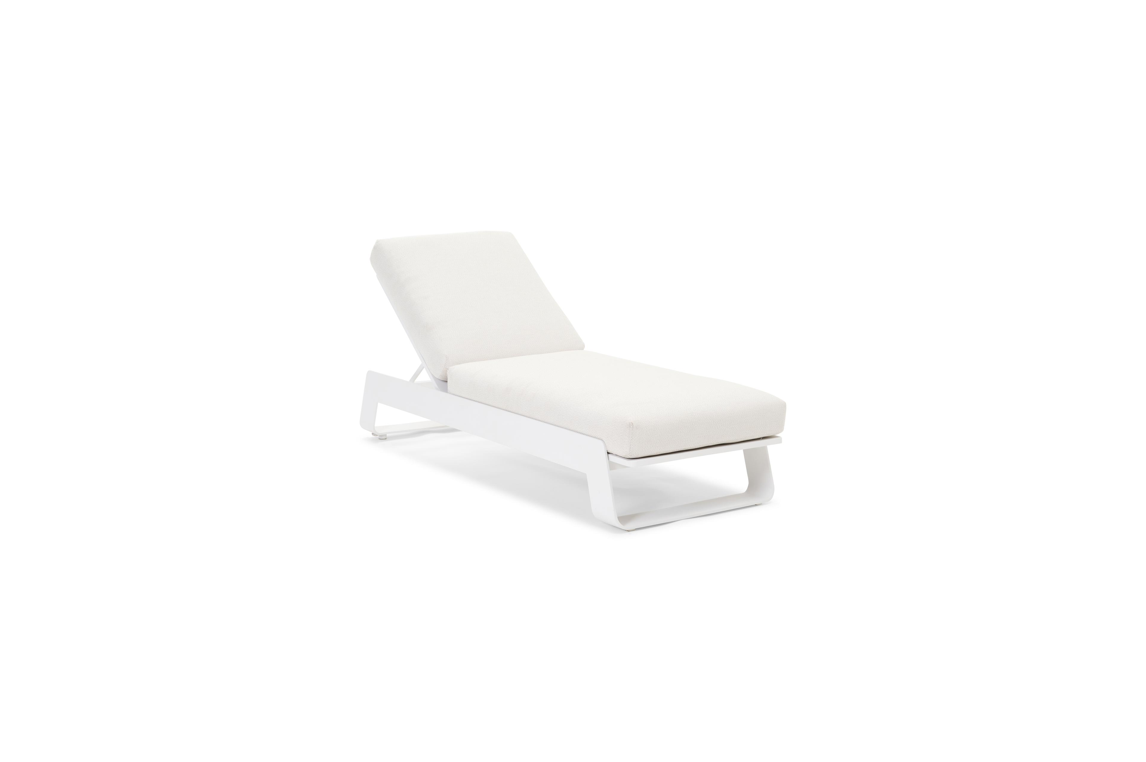 Atessa verstelbaar ligbed in wit aluminium met lopi marble all weather sunbrella® luxe kussen