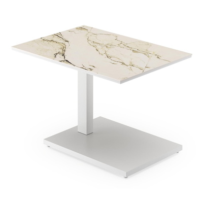 Cirello bijzettafel in wit aluminium en colorado dunes volkeramiek - L 70 x B 80 x H 66 cm