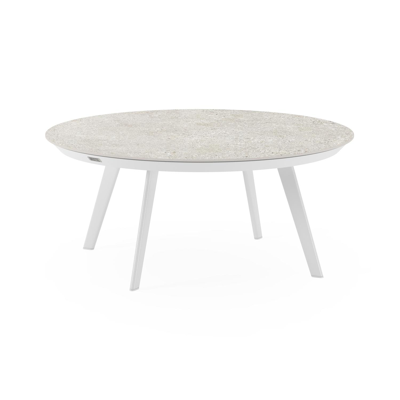Rondo loungetafel in wit aluminium en shilin volkeramiek - Dia. 85 X H 35 cm