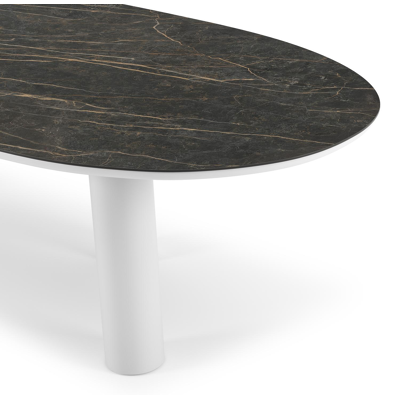 Table de jardin Organo organique en aluminium blanc et céramique pleine Black Obsession - Lg. 280 x Lrg. 120 x Haut. 74 cm