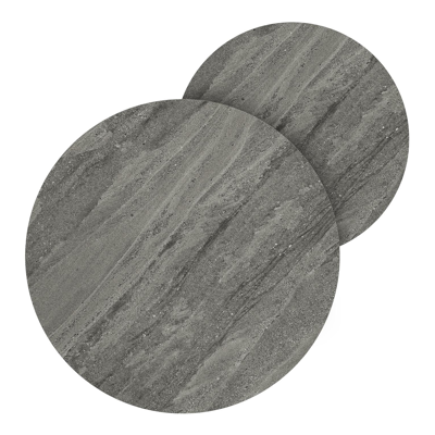 Tables basse Lacrima en aluminium noir et céramique pleine gris - Dia. 65 X H 30 cm