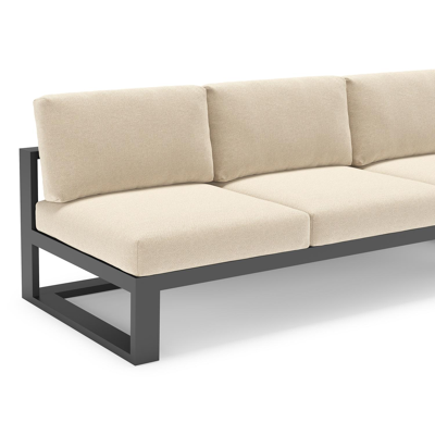 Verato loungehoek in zwart aluminium met althea chalk all weather cosytica kussen