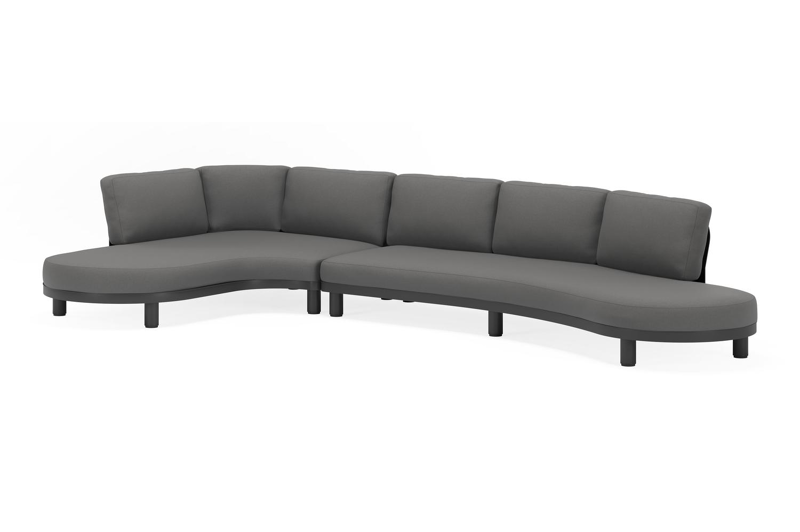 Donato loungehoek in zwart aluminium met savane zinc all weather sunbrella® luxe kussens