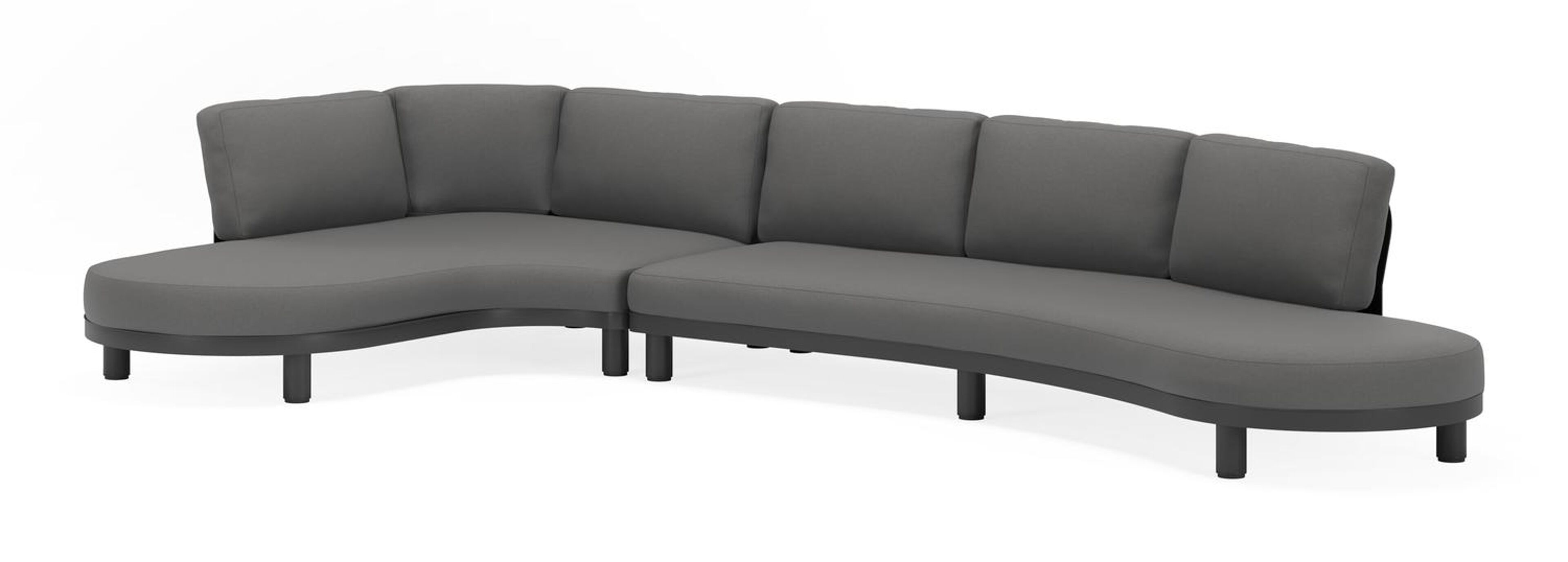 Donato loungehoek in zwart aluminium met savane zinc all weather sunbrella® luxe kussens