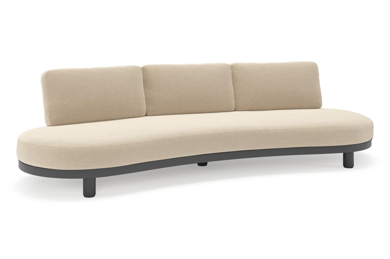 Canapé de jardin Donato en aluminium noir et coussins en all weather cosytica Althea Chalk