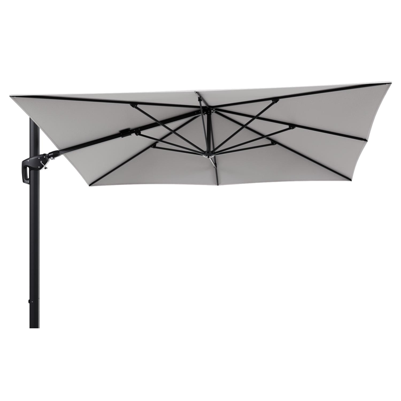 Parasol pendant Minore avec fonction tilt en aluminium noir et toile de parasol en All Weather Solica Ego Eggshell  - Lg.1: 280 x Lg.2: 370 cm (sans pied de parasol