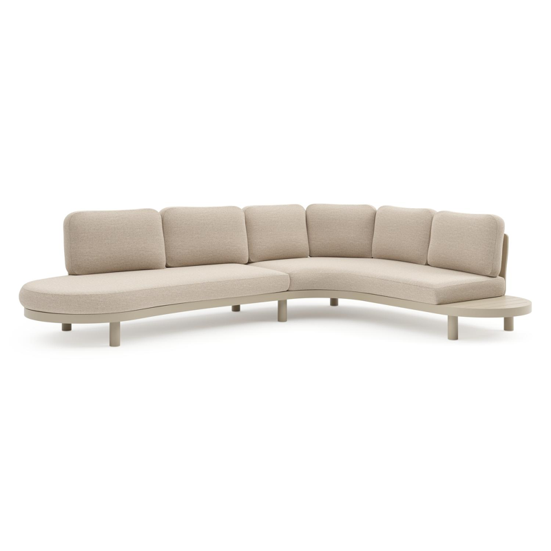 Salon de jardin d'angle Palma en aluminium beige et coussins en weather+ softtouch rustic