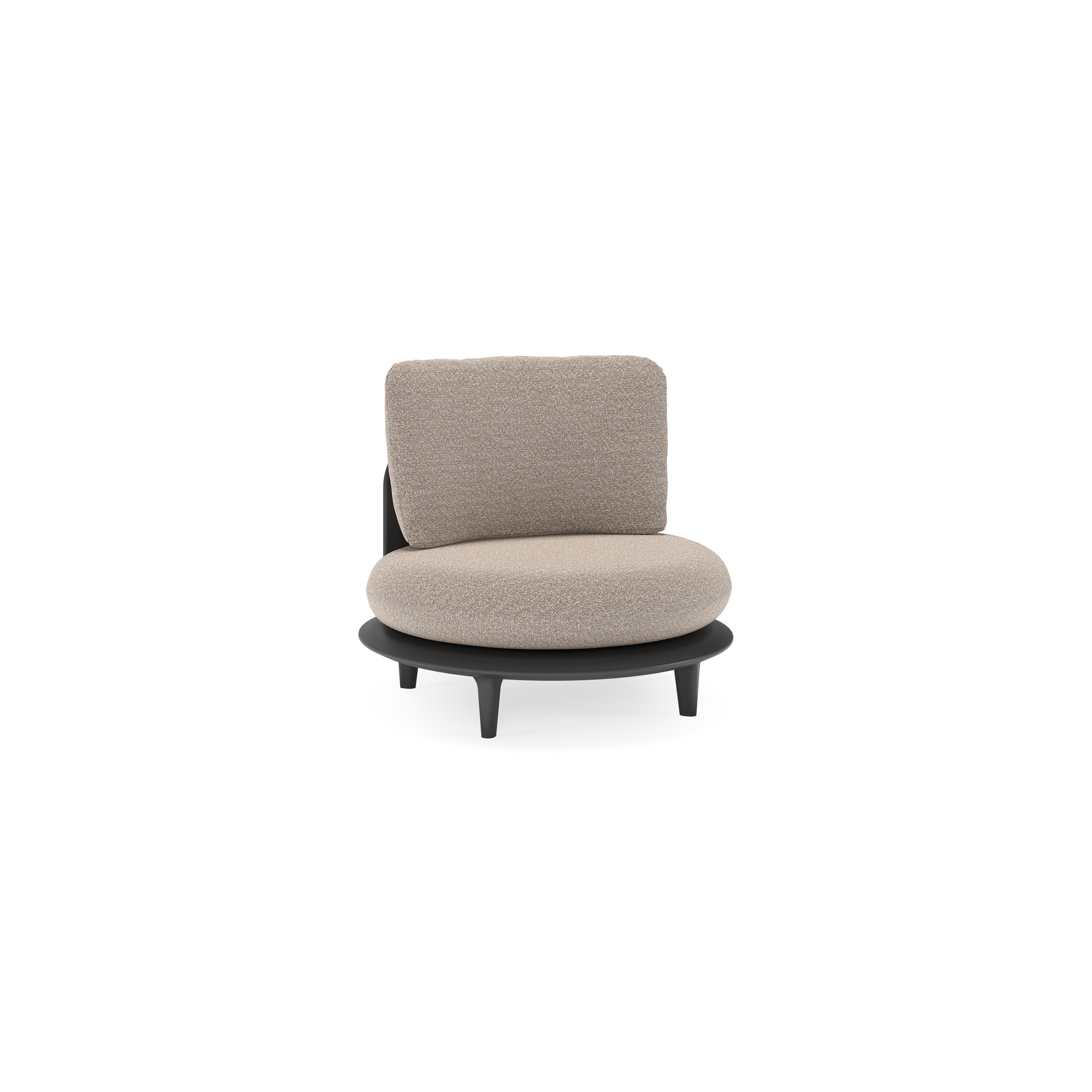 Bomero loungestoel in zwart aluminium met wander manioc all weather sunbrella® luxe kussen