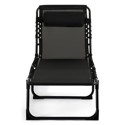Ensemble de 2 chaises longues réglables Lira en acier noir avec textilène noir