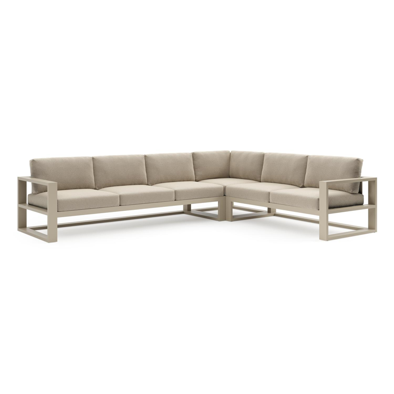Verato loungehoek in beige aluminium met marbella sand all weather cosytica kussen