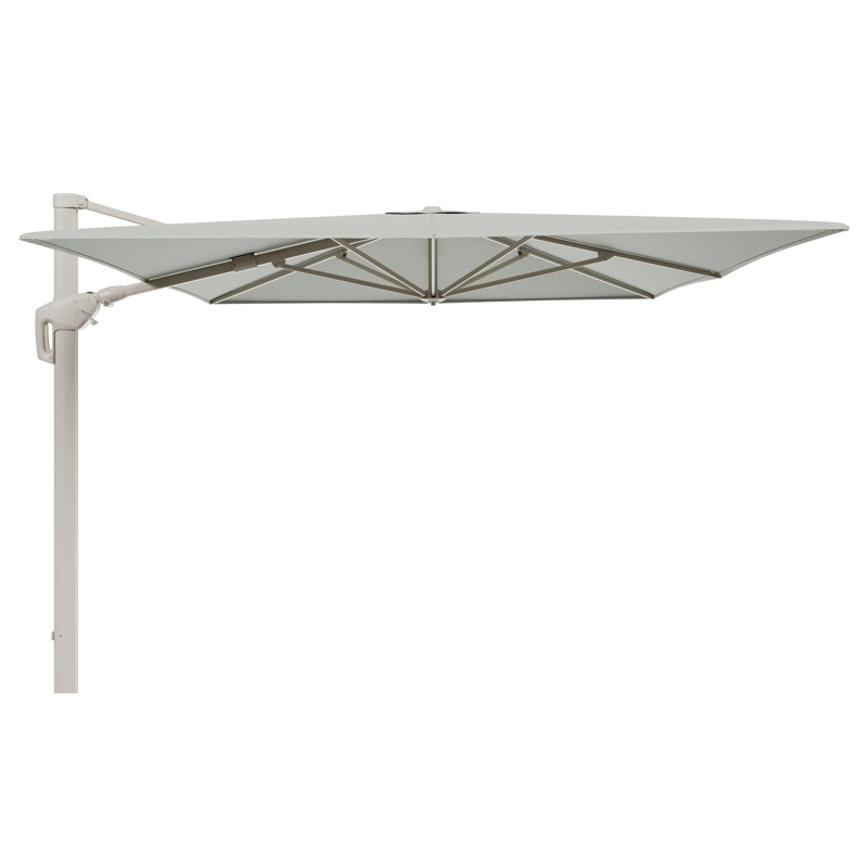 Minore zweefparasol met tiltfunctie in beige aluminium en Slow Spirea All Weather Sunbrella® Luxe parasoldoek - L1 400 x L2 300 cm (zonder voet)