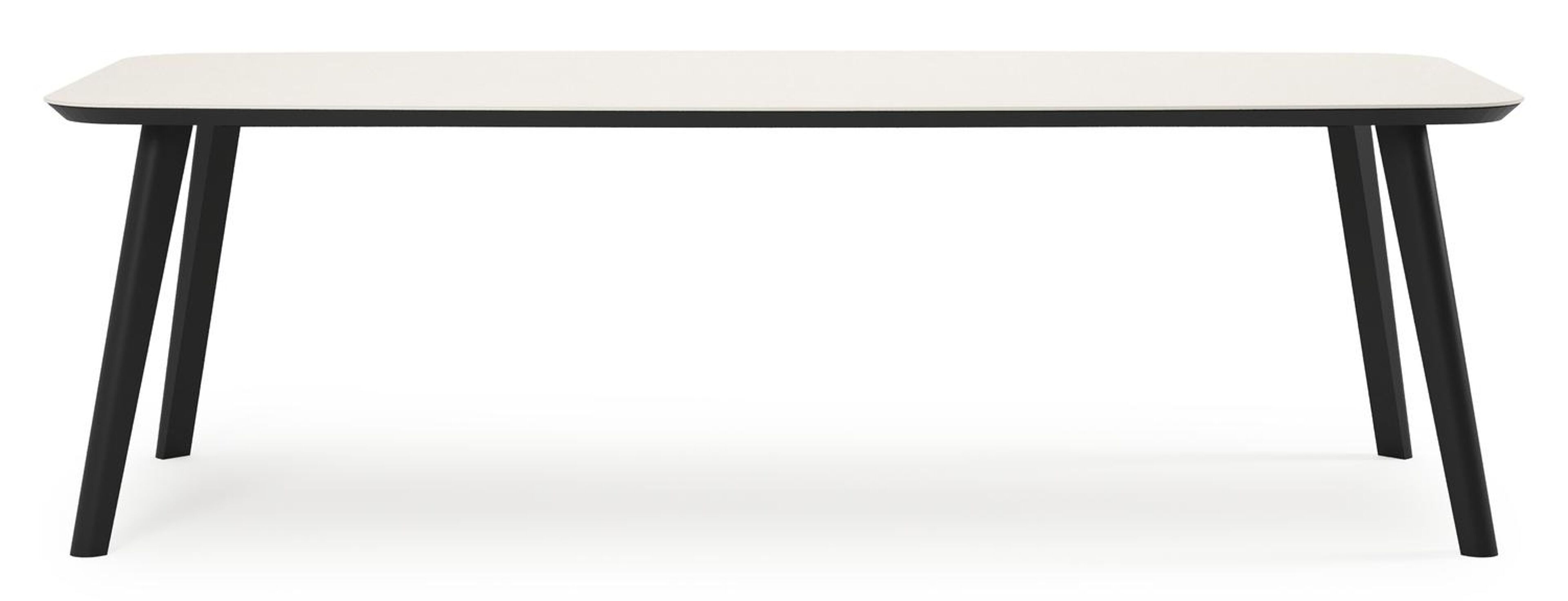 Ensemble de jardin Mosa en aluminium noir et sintered stone crema minerale avec 6 chaises de jardin Gerona