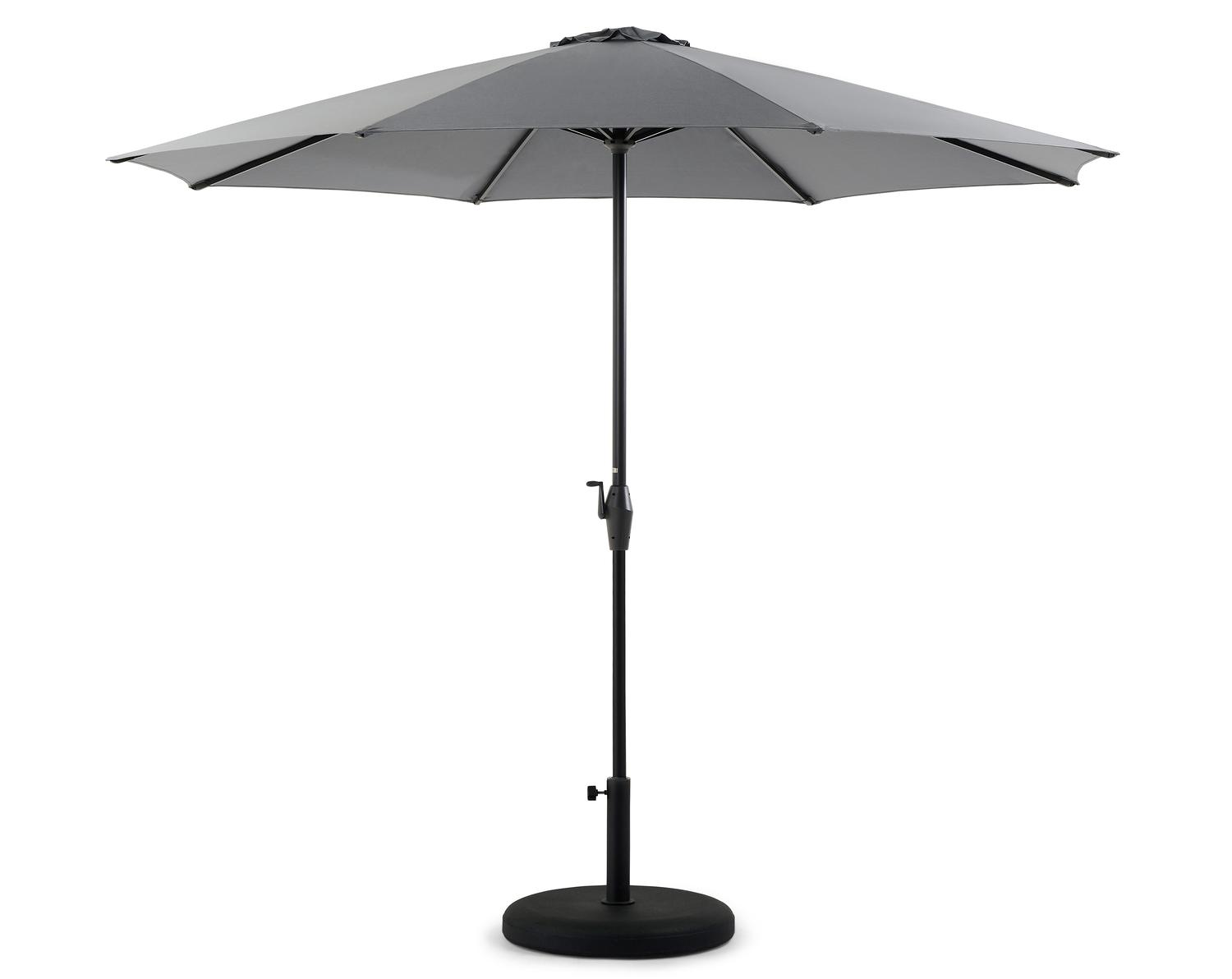 Viola staanparasol in zwart aluminium met grijs weather+ softtouch parasoldoek - Dia. 350 cm (met voet)