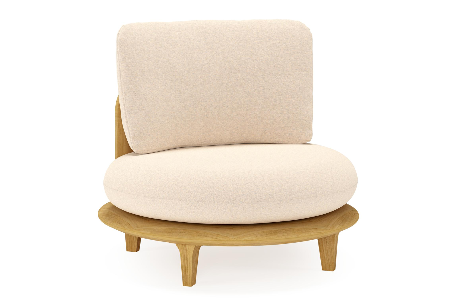 Bomero loungestoel in teak met heritage papyrus all weather sunbrella® luxe kussen