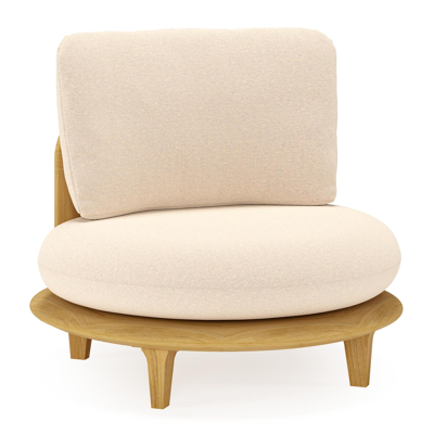 Bomero loungestoel in teak met heritage papyrus all weather sunbrella® luxe kussen