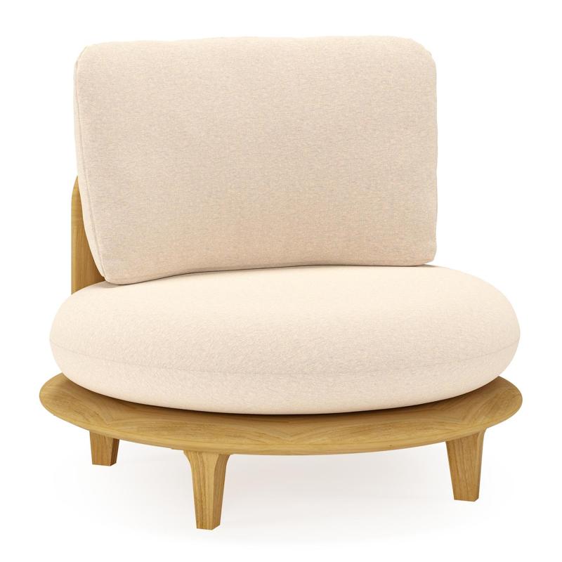 Bomero loungestoel in teak met heritage papyrus all weather sunbrella® luxe kussen