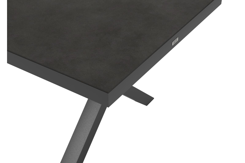 Reza tuintafel rechthoekig in zwart aluminium en volkeramiek zwart - L 220 x B 92 x H 73,5 cm