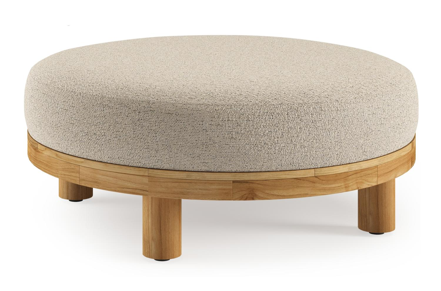 Donato poef in teak teakmet marbella beige all weather cosytica kussen