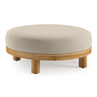Donato poef in teak teakmet marbella beige all weather cosytica kussen