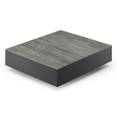 Table basse Como en aluminium noir et céramique pleine aspen grey - Lg 70 x B 80 x H 20 cm