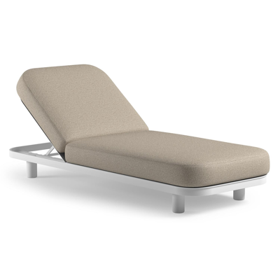 Chaise longue réglable Donato en aluminium blanc et coussin en all weather Cosytica catania sand