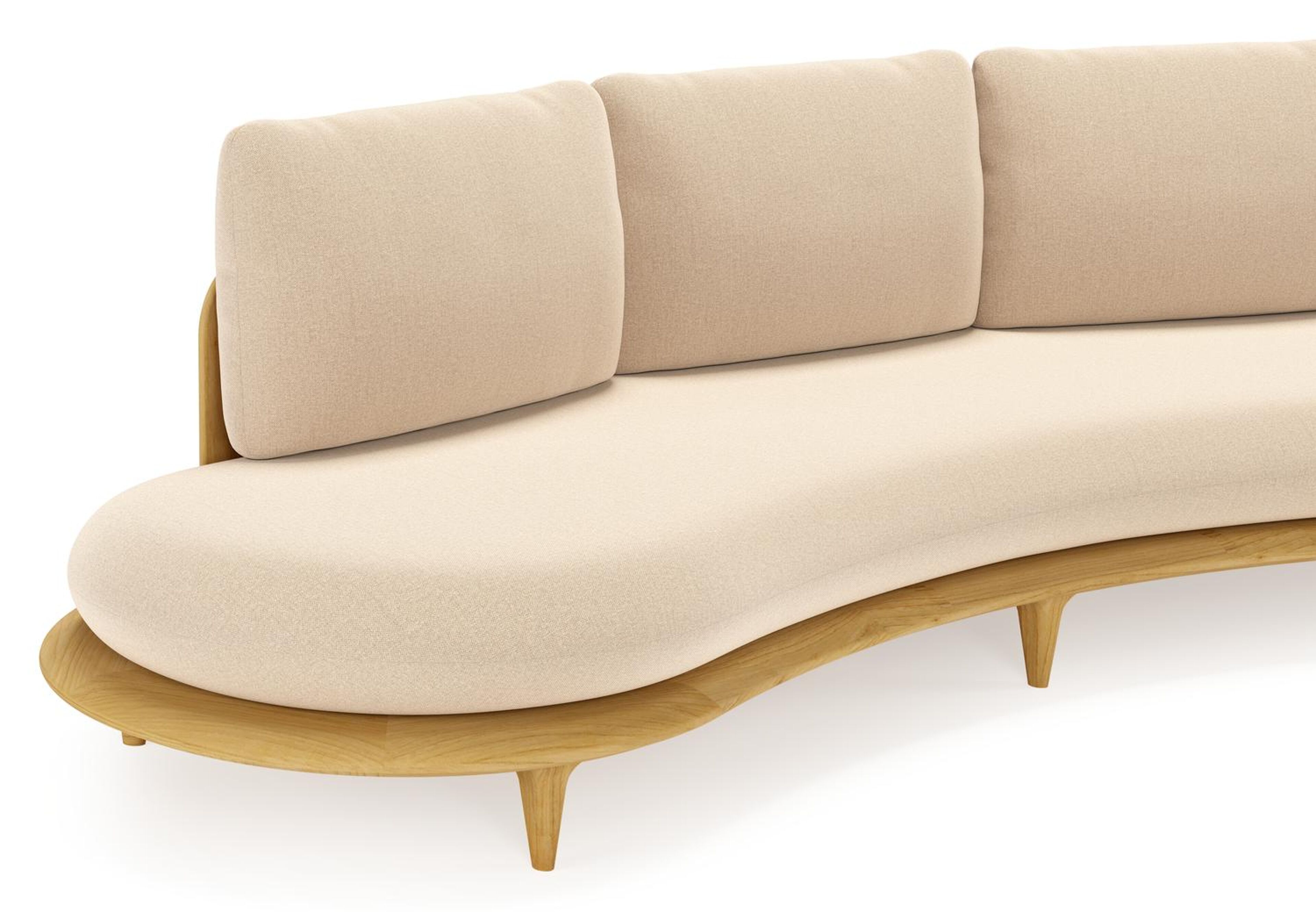 Bomero loungebank in teak met natte heather beige all weather sunbrella® luxe kussen