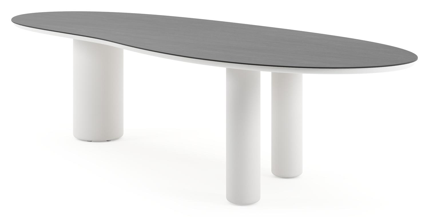 Amico tuintafel organisch in wit aluminium en volkeramiek Basalt Black - L 320 x B 120 x H 73.5 cm