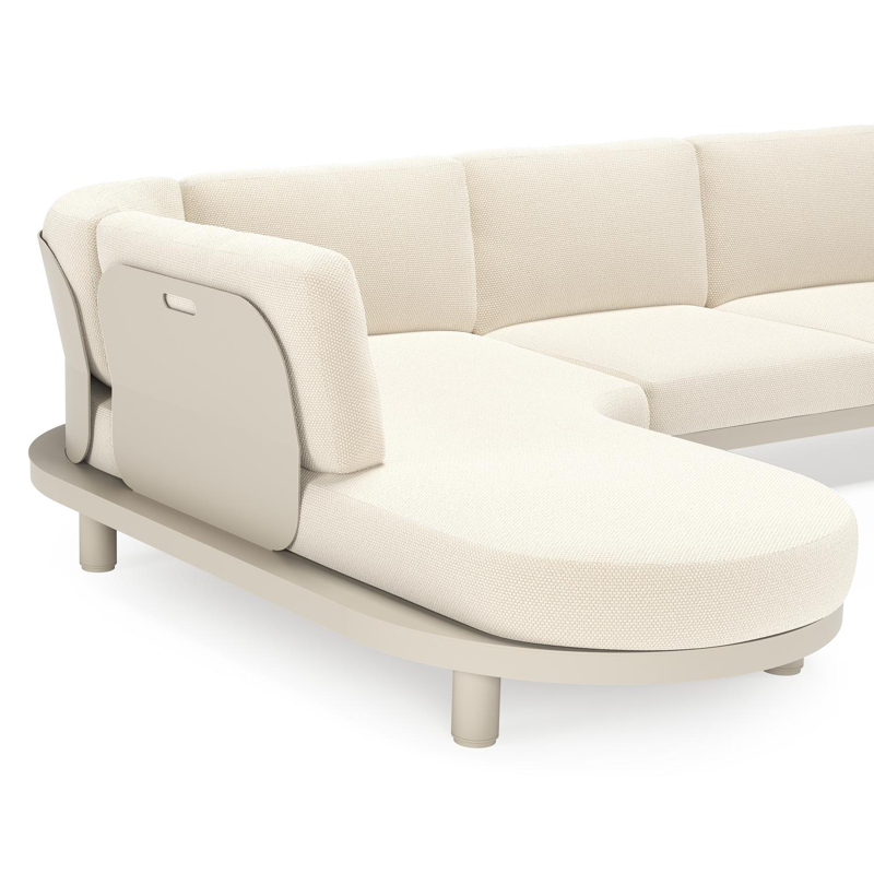 Donato loungehoek in beige aluminium met althea off white all weather cosytica kussen