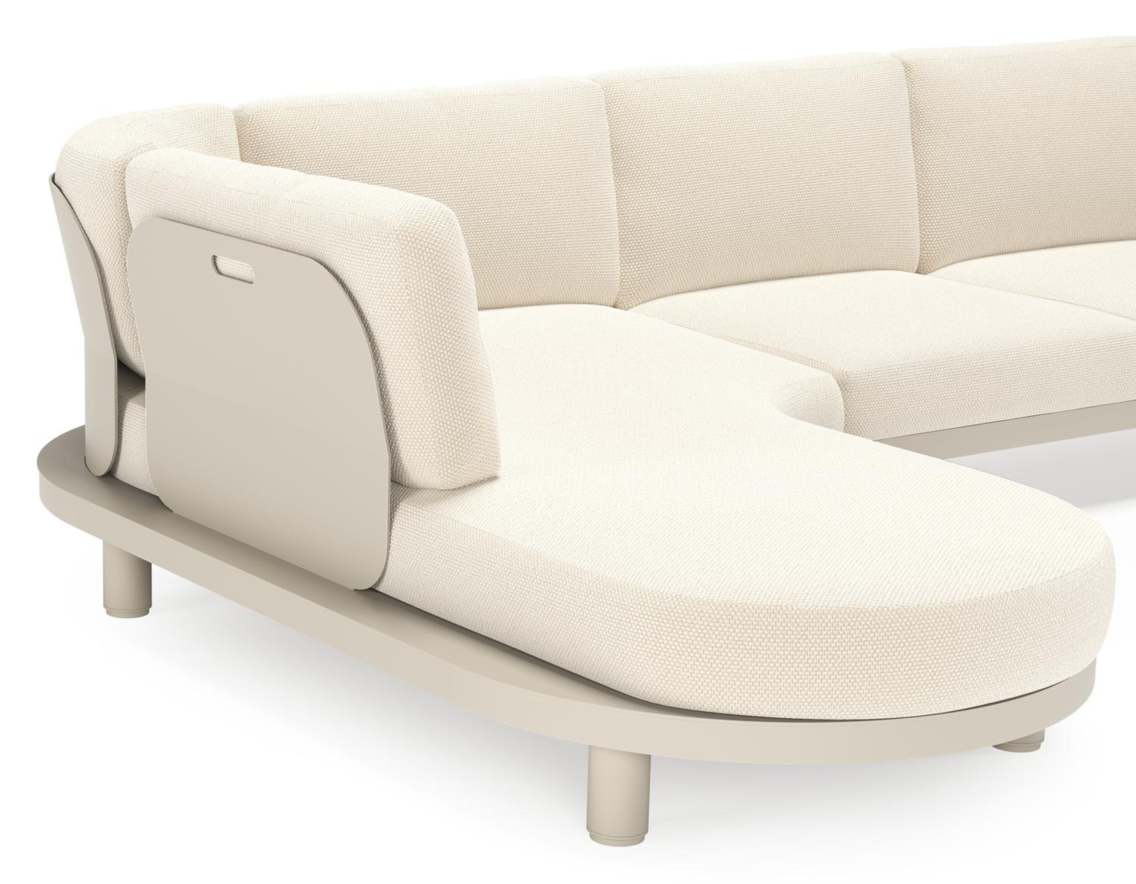Donato loungehoek in beige aluminium met althea off white all weather cosytica kussen