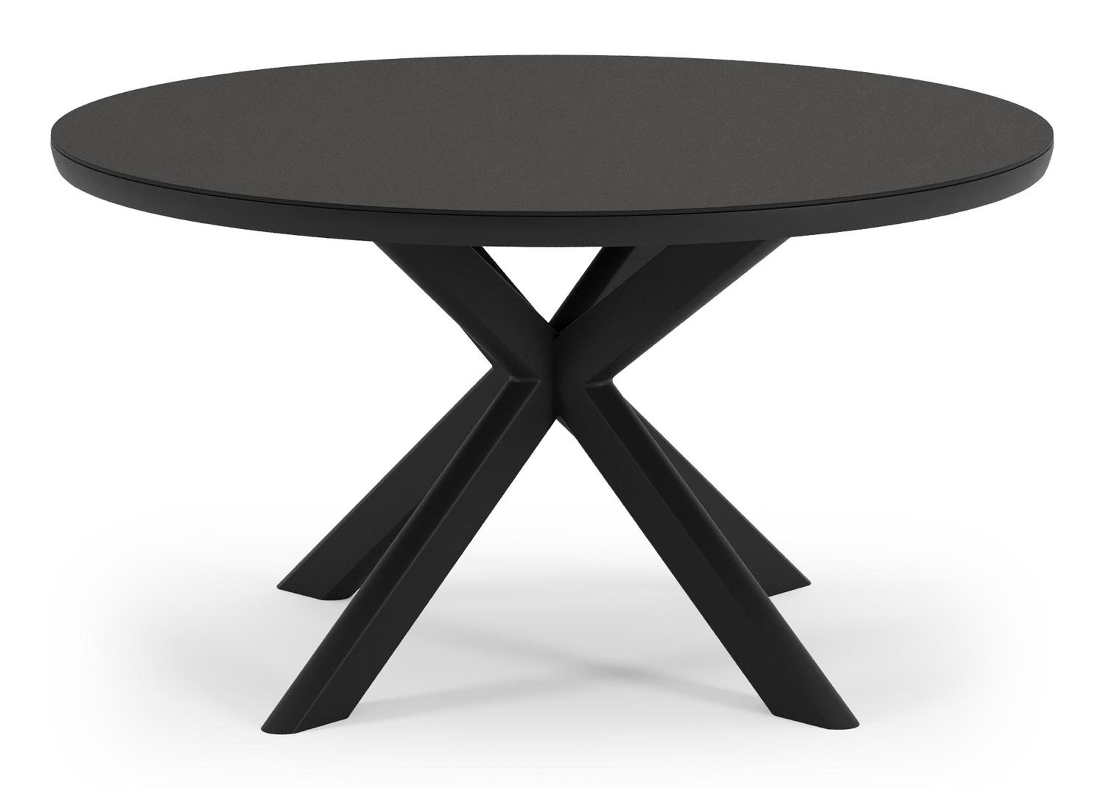 Pamplona tuintafel rond in zwart aluminium en sintered stone Notte minerale - Dia. 140 x H 72 cm