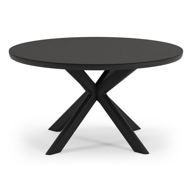 Pamplona tuintafel rond in zwart aluminium en sintered stone Notte minerale - Dia. 140 x H 72 cm