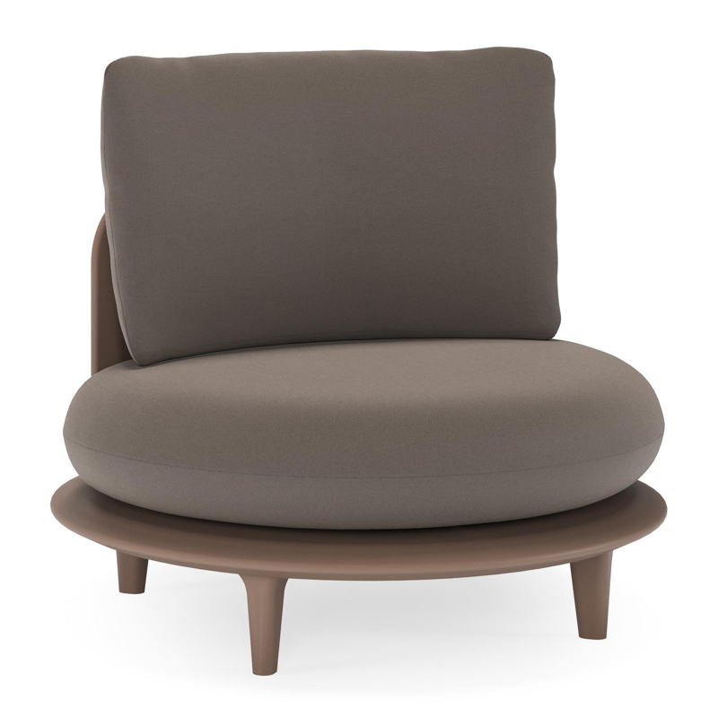 Bomero loungestoel in taupe aluminium met natte nature grey all weather sunbrella® luxe kussen