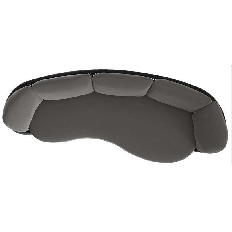 Canapé de jardin Lupino en aluminium noir et corde large plate de luxe tissée verticalement noir et coussins en all weather sunbrella® luxe natte charcoal chine