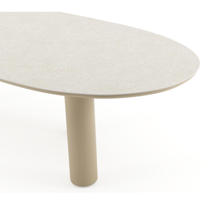 Amico tuintafel organisch in beige aluminium en volkeramiek Shilin - L 280 x B 120 x H 73.5 cm