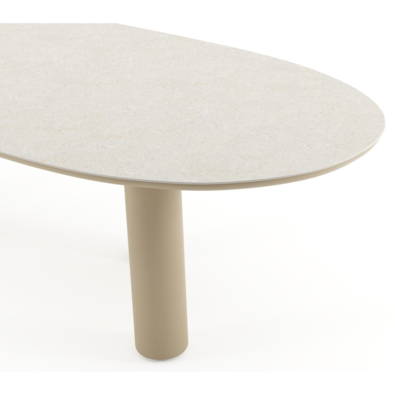 Amico tuintafel organisch in beige aluminium en volkeramiek Shilin - L 280 x B 120 x H 73.5 cm