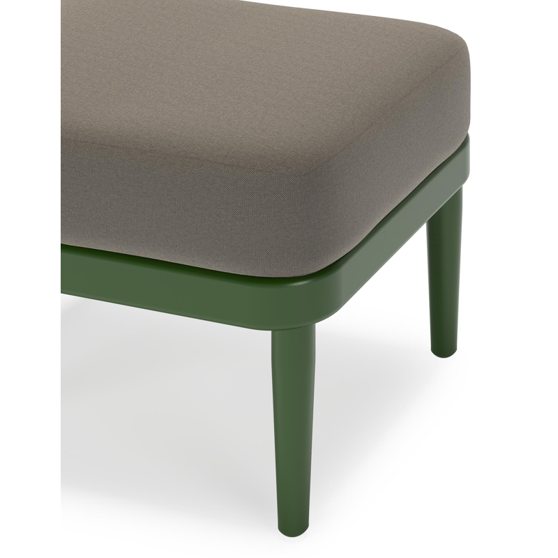 Orso poef in groen aluminium met Natte Carbon Beige all weather sunbrella® luxe kussen