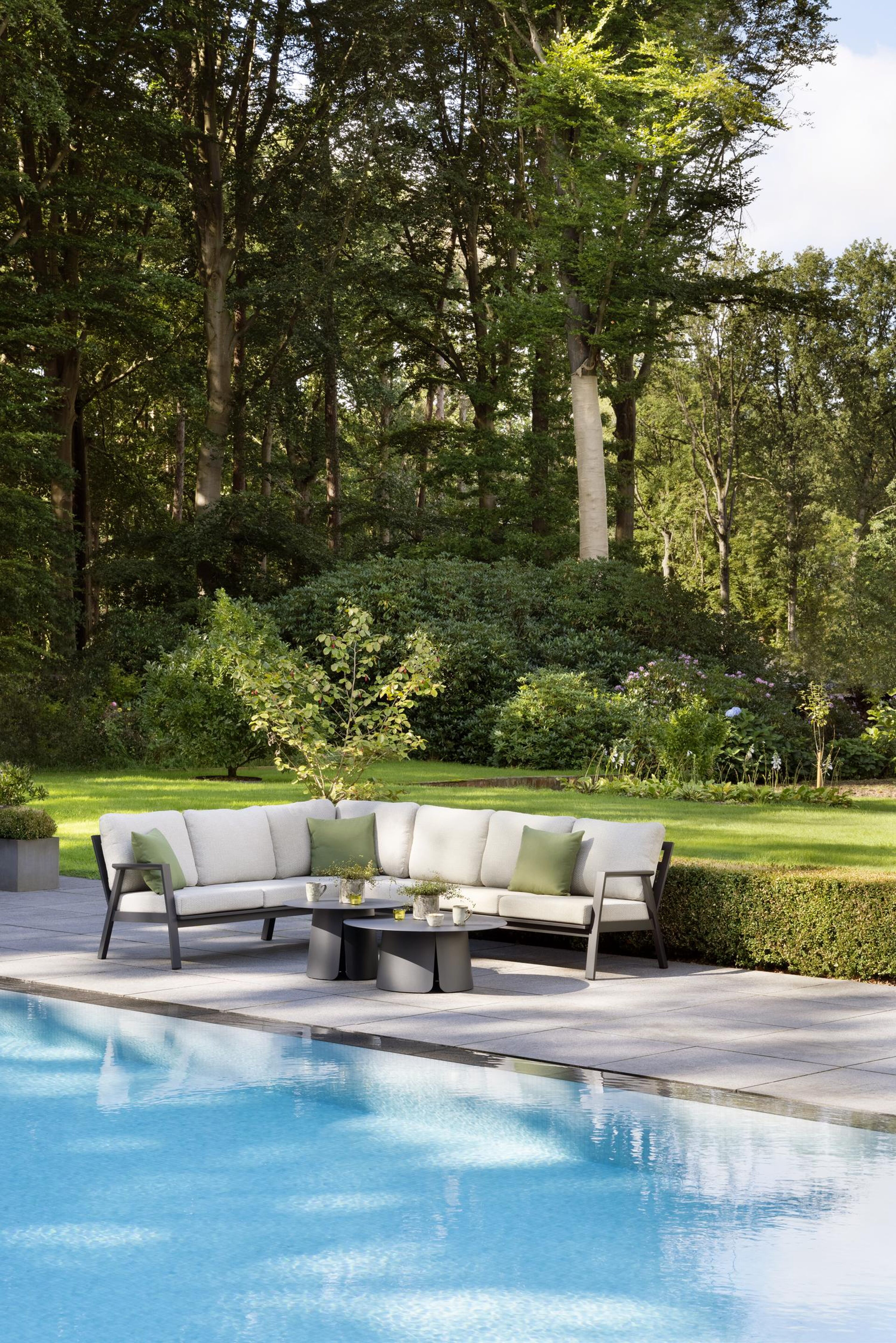 Avila loungehoek in zwart aluminium met twilight granite weather+ softtouch kussens