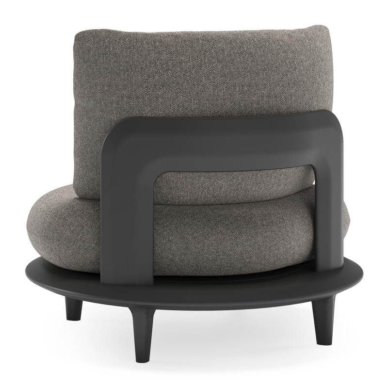 Bomero loungestoel in zwart aluminium met chartres drizzle all weather sunbrella® luxe kussen