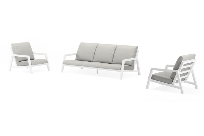 Zen'so loungeset in wit aluminium met savane nimbus all weather sunbrella® luxe kussens